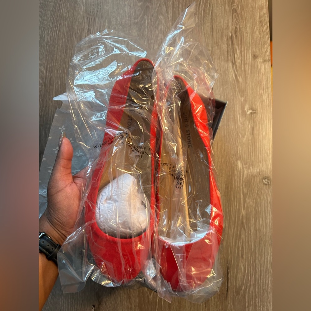 Red fabric flats